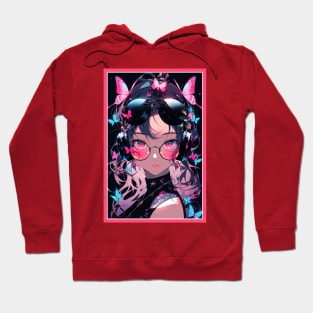 Aesthetic Anime Girl Pink Rosa Black | Quality Aesthetic Anime Design | Premium Chibi Manga Anime Art Hoodie